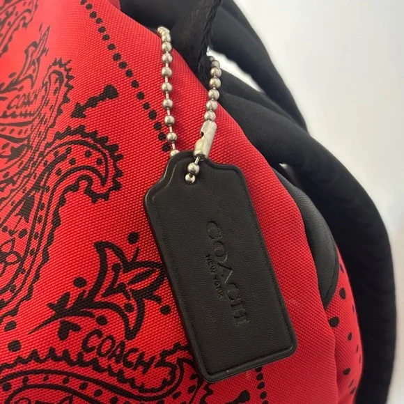 Coach Red and Black Paisley Perforated Backpack - Picture 4 of 12